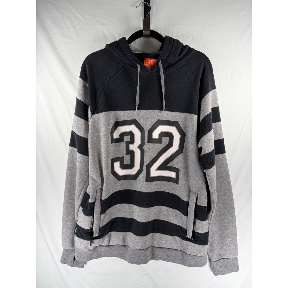 Thirtytwo Snowboarding STI Repel Hoodie Mens Large Gray Black Pullover 32